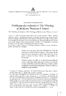 Problematyka wolności w "The Theology of Medicine" Thomasa S. Szasz’a