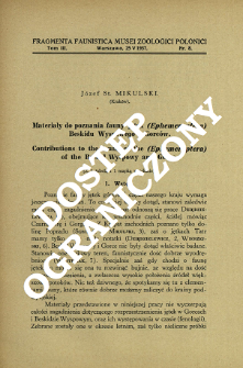 Materiały do poznania fauny jętek (Ephemeroptera) Beskidu Wyspowego i Gorców = Contributions to the fauna of the (Ephemeroptera) of the Beskid Wyspowy and Gorce