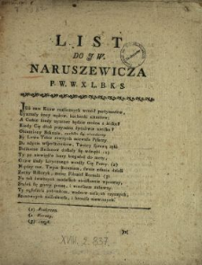 List Do J.W. Naruszewicza