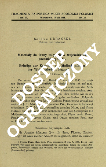 Materiały do fauny mięczaków województwa poznańskiego. 2 = Beiträge zur Kenntnis der Molluskenfauna der Wojewodschaft Poznań. 2