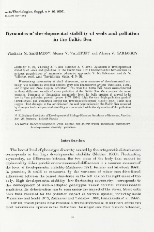 Dynamics of developmental stability of seals and pollution in the Baltic Sea