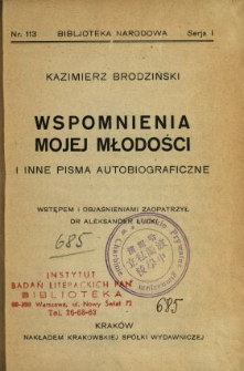 Wspomnienia mojej młodości i inne pisma autobiograficzne