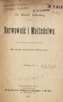 Nerwowość i małżeństwo = Nervosität und Ehe