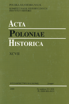 Acta Poloniae Historica. T. 97 (2008), Strony tytułowe, Spis treści