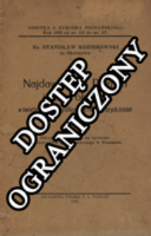 Najdawniejszy Poznań i jego okolica w świetle nazw topograficznych i najstarszych źródeł : odczyt wygłoszony na życzenie Towarzystwa Krajoznawczego w Poznaniu