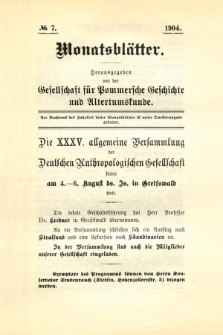 Monatsblätter Jhrg. 18, H. 7 (1904)