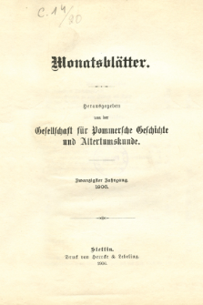 Monatsblätter Jhrg. 20, H. 1 (1906)