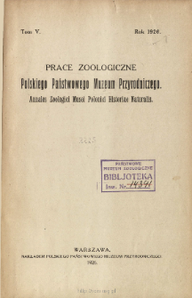 Prace Zoologiczne Polskiego Państwowego Muzeum Przyrodniczego ; t. 5 - Spis treści