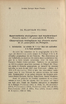 Spostrzeżenia ekologiczne nad wypławkami Planaria alpina i Pl. gonocephala w Polsce