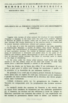 Influence de la pression urbaine sur les groupements de Vespidae