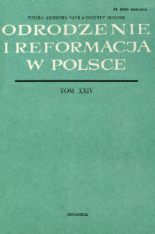 Bibliografia zawartości "Odrodzenia i Reformacji w Polsce", t. 1-20 (1956-1975)