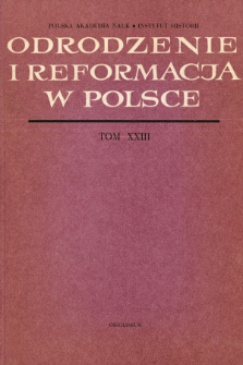 Odrodzenie i Reformacja w Polsce T. 23 (1978), Title pages, Contents