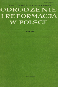 Odrodzenie i Reformacja w Polsce T. 30 (1985), Strony tytułowe, Spis treści