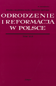 Odrodzenie i Reformacja w Polsce T. 42 (1998), Strony tytułowe, Spis treści