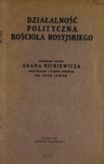 Działalność polityczna kościoła rosyjskiego