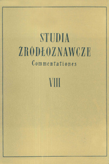 Studia Źródłoznawcze = Commentationes T. 8 (1963), Title pages, Contents