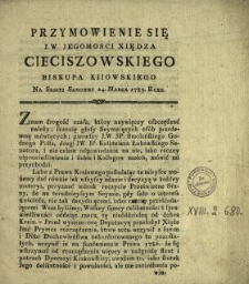 Przymowienie Się J.W. Jegomosci Xiędza Cieciszowskiego Biskupa Kiiowskiego Na Sessyi Semowey [!] 24. Marca 1789. Roku.