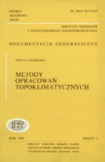 Metody opracowań topoklimatycznych = Methods of topoclimatic studies