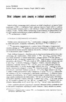 Skład izotopowy siarki zawartej w źródłach mineralnych = Isotopic composition of sulphur included in mineral sources