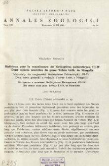 Matériaux pour la connaisance des Orthoptères paléarctiques. 3-4, Deux espèces nouvelles du genre Tetrix Latr. de Mongolie