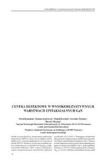 Centra defektowe w wysokorezystywnych warstwach epitaksjalnych = Defect centers in high-resistivity epitaxial GaN