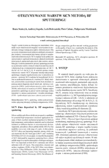 Otrzymywanie warstw SiCN metoda RF sputteringu = SiCN films deposited by RF magnetron sputtering