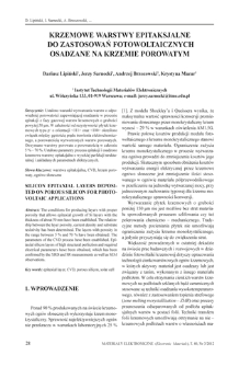 Krzemowe warstwy epitaksjalne do zastosowań fotowoltaicznych osadzane na krzemie porowatym = Silicon epitaxial deposited porous silicon for photovoltaic applications