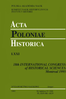 Acta Poloniae Historica. T. 71 (1995), Strony tytułowe, Spis treści