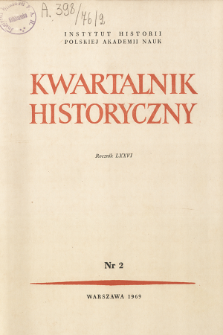 Kwartalnik Historyczny R. 76 nr 2 (1969), Strony tytułowe, spis treści