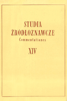 Studia Źródłoznawcze = Commentationes T. 14 (1969), Spis zawartości 1957-1970