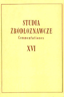 Studia Źródłoznawcze = Commentationes T. 16 (1971), Strony tytułowe, spis treści