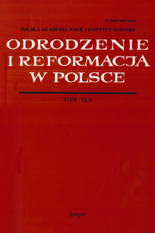 Odrodzenie i Reformacja w Polsce T. 45 (2001), Strony tytułowe, Spis treści