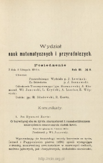 Sprawozdania z Posiedzeń Towarzystwa Naukowego Warszawskiego, Wydział III, Nauk Matematycznych i Przyrodniczych. Rok III. No. 8.