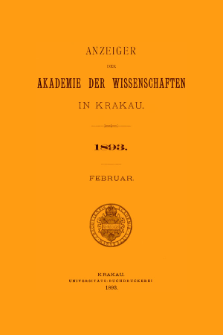 Anzeiger der Akademie der Wissenschaften in Krakau. No 2 Februar (1893)