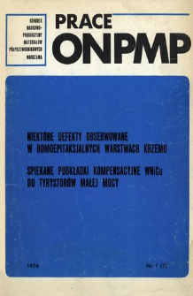 Niektóre defekty obserwowane w homoepitaksjalnych warstwach krzemu