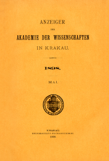 Anzeiger der Akademie der Wissenschaften in Krakau. No 5 April (1898)