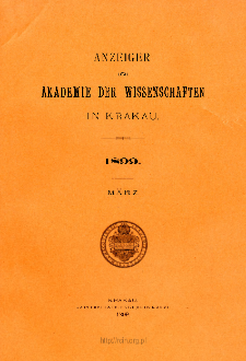 Anzeiger der Akademie der Wissenschaften in Krakau. No 3 März (1899)