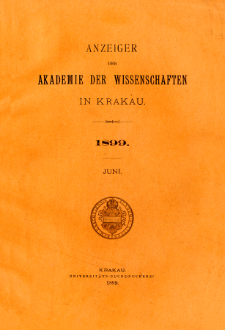 Anzeiger der Akademie der Wissenschaften in Krakau. No 6 Juni (1899)