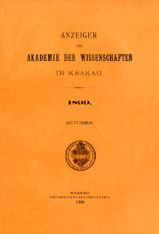 Anzeiger der Akademie der Wissenschaften in Krakau. No 8 Oktober (1899)