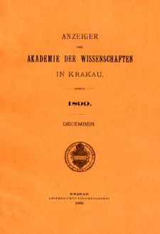 Anzeiger der Akademie der Wissenschaften in Krakau. No 10 December (1899)
