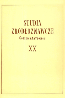 Studia Źródłoznawcze = Commentationes T. 20 (1976), Komunikaty