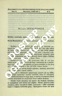 Drobne zwierzęta ssące Łosic i okolicy (powiat Siedlce) = Petits Mammiferes des environs de Łosice (district Siedlce)