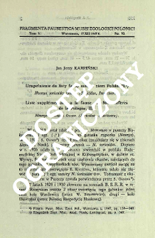 Uzupełnienie do listy fauny ssaków ziem Polski. 2, Neomys soricoides Ognew (Soricidae, Insectivora) = Liste supplémentaire a la faune des Mammifères de la Pologne. 2, Neomys soricoides Ognew (Soricidae, Insectivora)