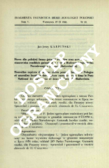 Nowe dla polskiej fauny gatunki owadów oraz nowe w Polsce stanowiska rzadkich gatunków z terenu Białowieskiego Parku Narodowego i puszczy Białowieskiej = Nouvelles espèces d'insectes citées pour la faune de Pologne et nouvelles localités des espèces rares trouvées dans le Parc National de Białowieża et dans la Forêt de Białowieża