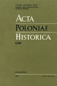 Acta Poloniae Historica. T. 62 (1990), Strony tytułowe, Spis treści