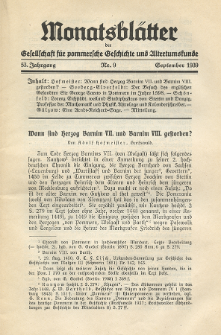 Monatsblätter Jhrg. 53, H. 9 (1939)