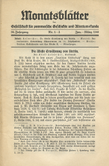 Monatsblätter Jhrg. 54, H. 1-3 (1940)