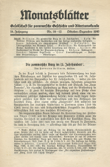 Monatsblätter Jhrg. 54, H. 10-12 (1940)