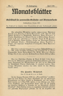 Monatsblätter Jhrg. 45, H. 7 (1931)