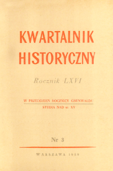 Kwartalnik Historyczny. R. 66 nr 3 (1959), Strony tytułowe, Spis treści